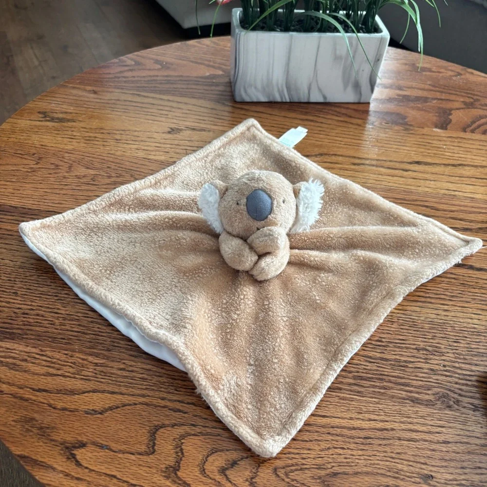 Child of Mine by Carters Koala Bear Lovey Security Blanket Tan White Plush Satin